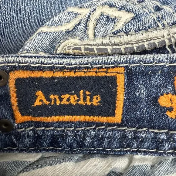 Rock Revival Jeans Womens 27 (4) Blue Anzelie Easy Boot Faux Pocket Flaps Blingy - Picture 9 of 16